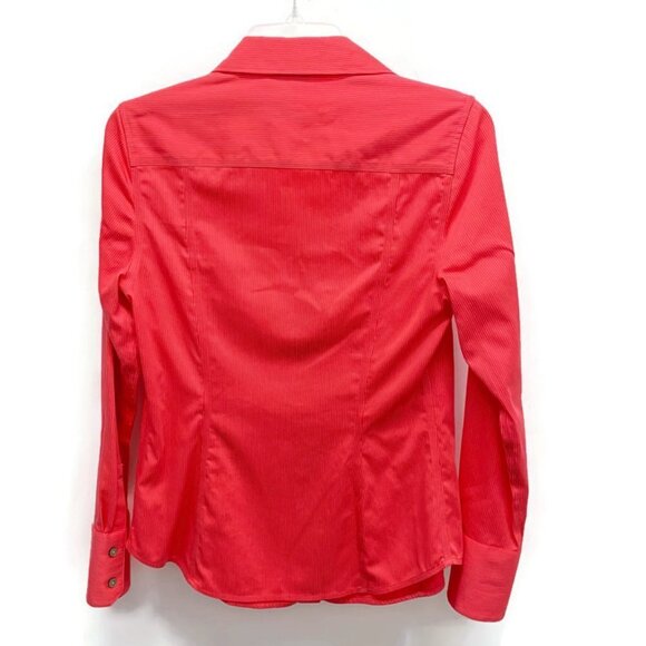 Calvin Klein Coral & White Stripe Button Down Top - Picture 2 of 3
